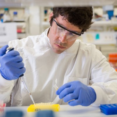 Associate Professor Geoffrey Faulkner in the lab.